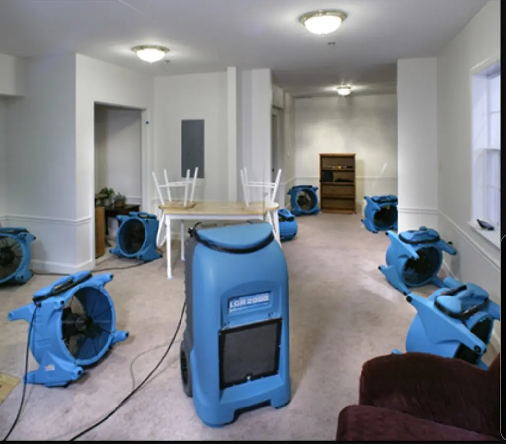 Air movers and dehumidifier setup for Water Extraction & Removal in Cullowhee