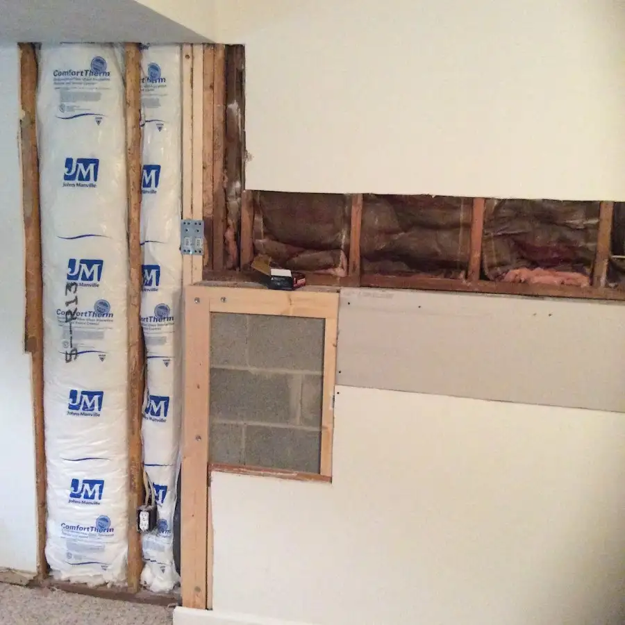 Wall insulation replacement during Basement Flood Cleanup in Cullowhee